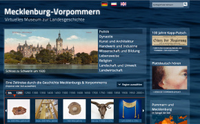 Virtuelles Landesmuseum © Stiftung Mecklenburg, Bildschirmfoto Startseite